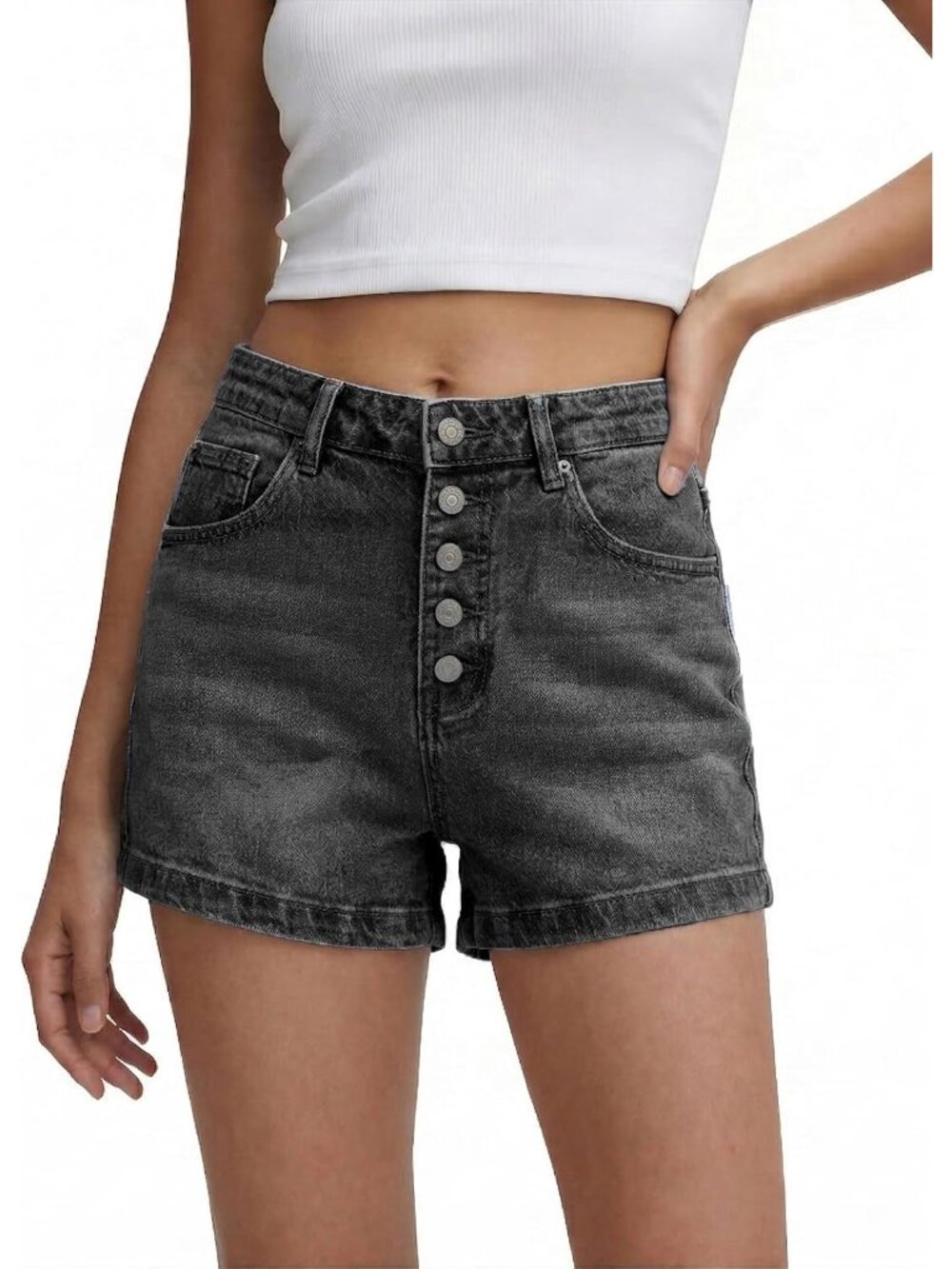 Women's  black Summer Comfortable Stretchy Denim Casual Hot Short Jort Jean